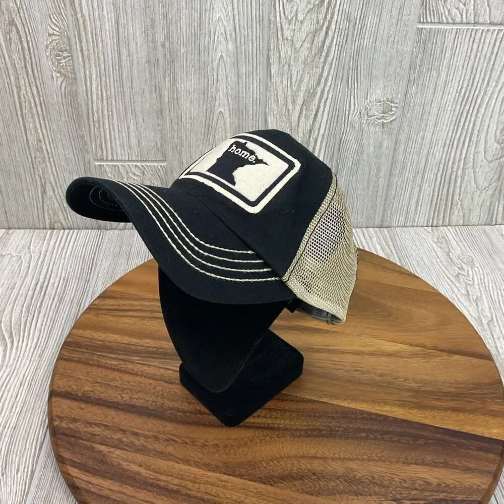 Vintage Minnesota Home State Apparel Beige Black Logo Baseball Cap Hat OSFA - Picture 2 of 9
